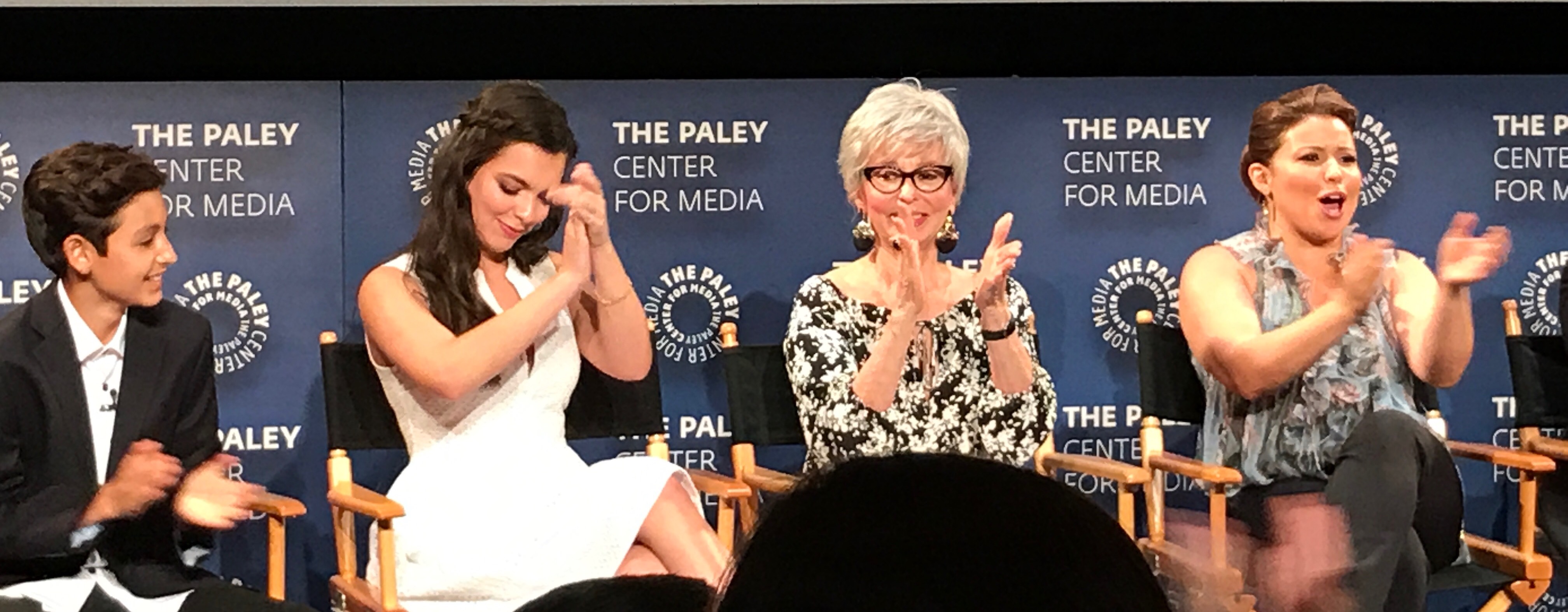 The cast clapping to thank us for coming
