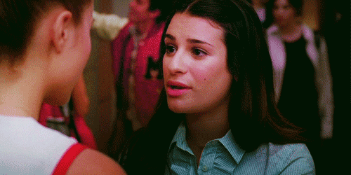 Quinn looking very very sad as Rachel tells her 'It's over'