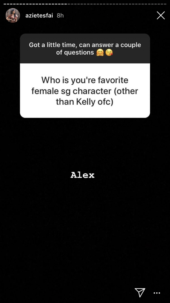 Azie's favorite character is Alex
