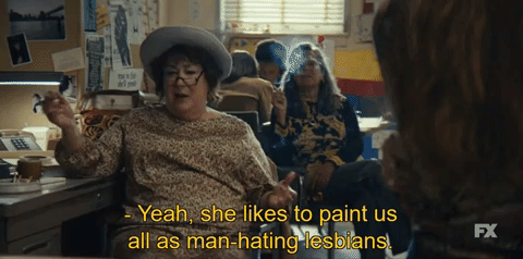Yeah she likes to paint us all as man-hating lesbians