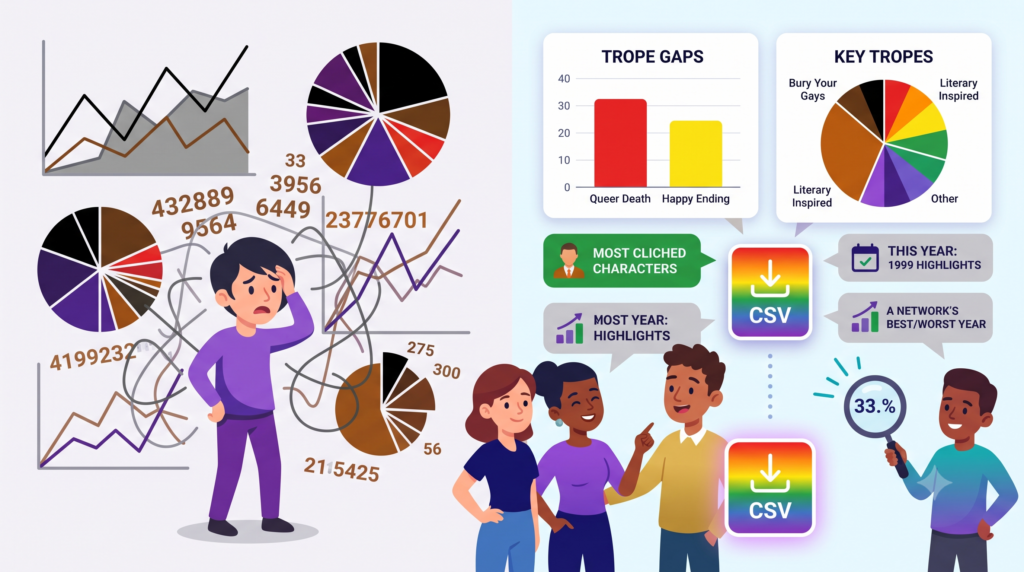 Group of diverse people around multiple charts (pie charts, line graphs) illustrating data analysis and collaboration.