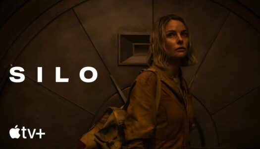 Poster for Silo (Apple TV+): a woman with a backpack in a dim, industrial setting with the title 'SILO' visible.